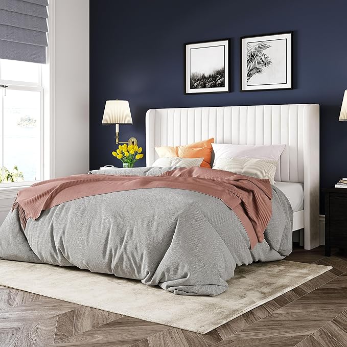 Allewie Full Size Velvet Bed Frame/Vertical Channel Tufted Wingback by Allewie