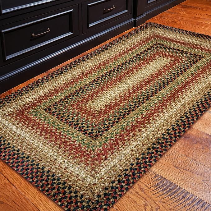 Gingerbread Brown Small Braided Rugs, 2x3' Rectangle by Homespice