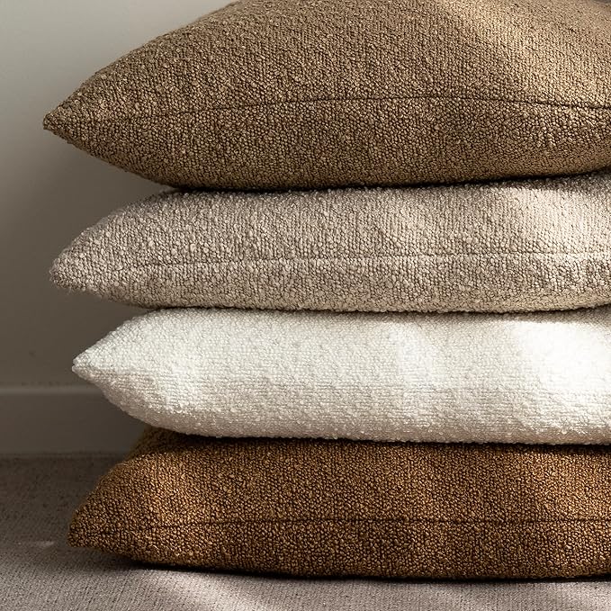 Foindtower Pack of 2 Textured Boucle Throw Pillow Covers Accent Solid Lumbar - Image 6