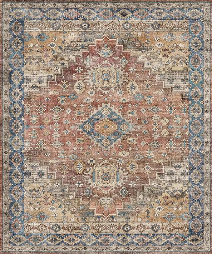GENIMO 10x12 Area Rugs for Living Room, Machine Washable Non Slip Vintage Rugs - Image 9