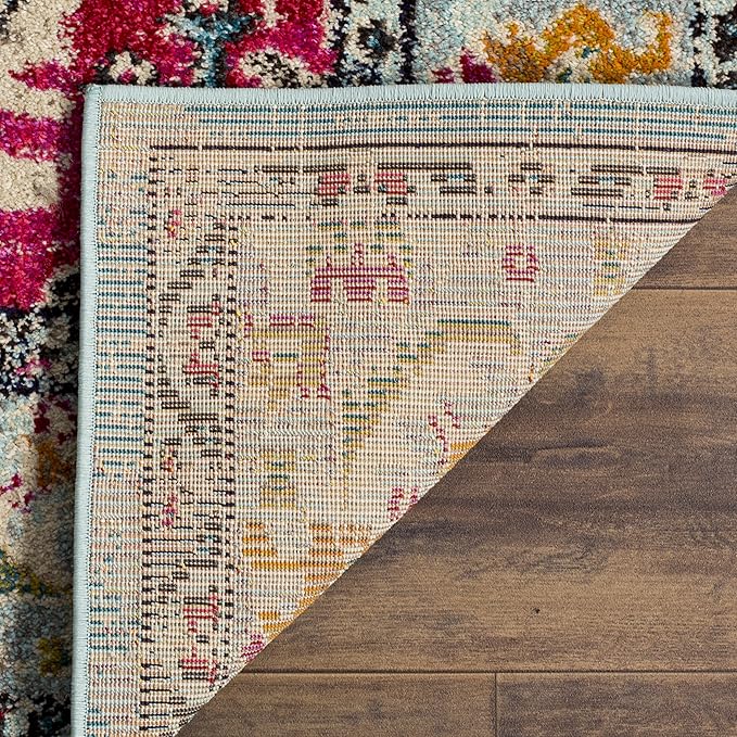 SAFAVIEH Monaco Collection 9' x 12' Light BlueFuchsia MNC243J Boho Chic - Image 5