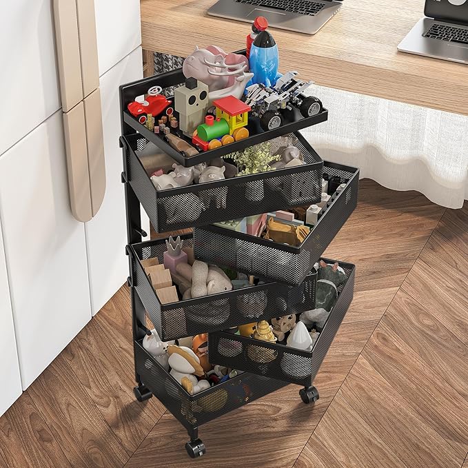 Rolling Rotating Storage Cart No Assembly Required，Bathroom Shelf Fruit and - Image 8