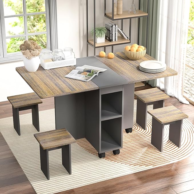 Ball & Cast 5 Pieces Folding Extendable Dining Table Set by BallCast