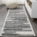 JONATHAN Y Khalil Modern Berber Stripe Cream/Black Runner Rug, Contemporary by JONATHANY