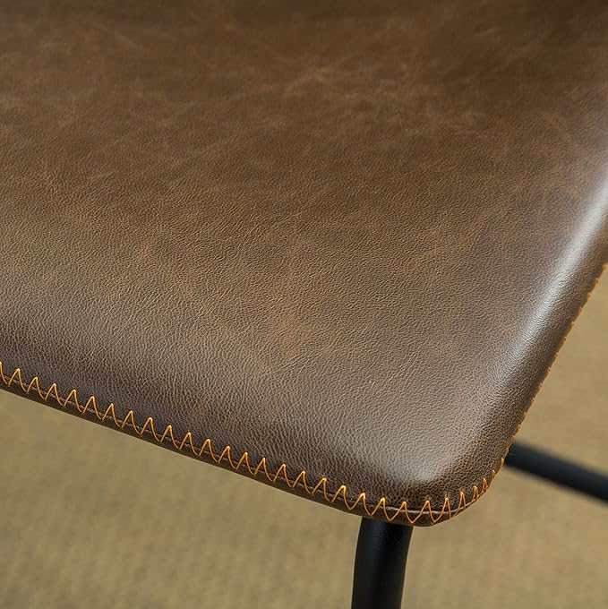 Roundhill Furniture Lotusville Vintage PU Leather Barstools, Antique Brown - Image 10