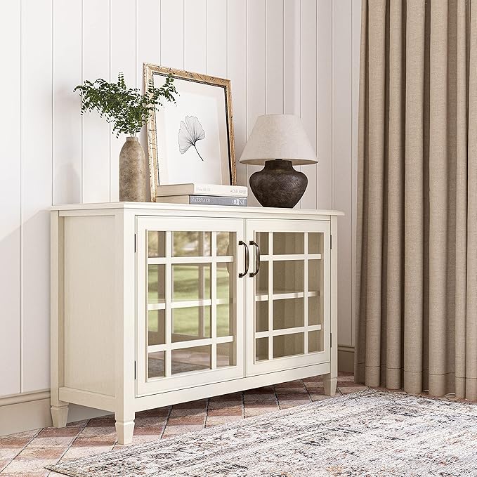 SIMPLIHOME Connaught Solid Wood 46 Inch Wide Traditional Low Storage Cabinet in - Image 2