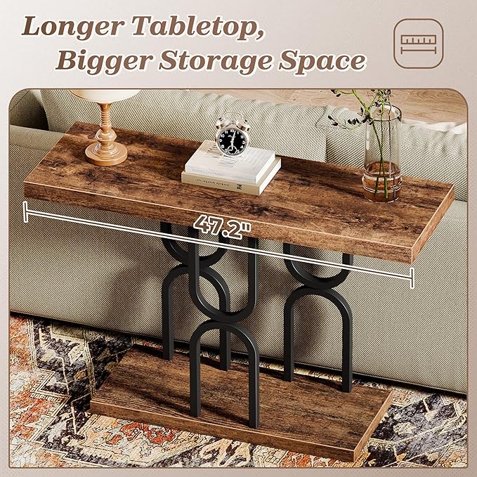 Huuger 47.2 Inch Entryway Table, Industrial Console Sofa Table, Narrow Accent - Image 4