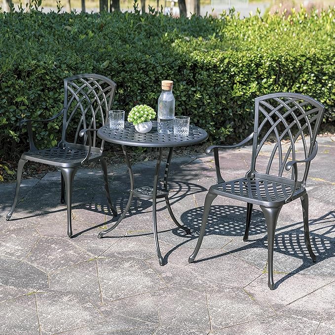 NUU GARDEN Bistro Set 3 Piece Outdoor All Weather Cast Aluminum Patio Bistro - Image 8