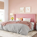 Allewie King Size Velvet Bed Frame/Vertical Channel Tufted Wingback by Allewie