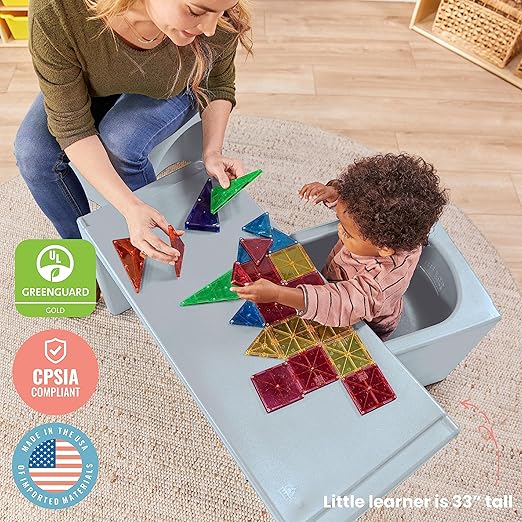 ECR4Kids Tri-Me Table and Cube Chair Set, Light Grey - Image 7