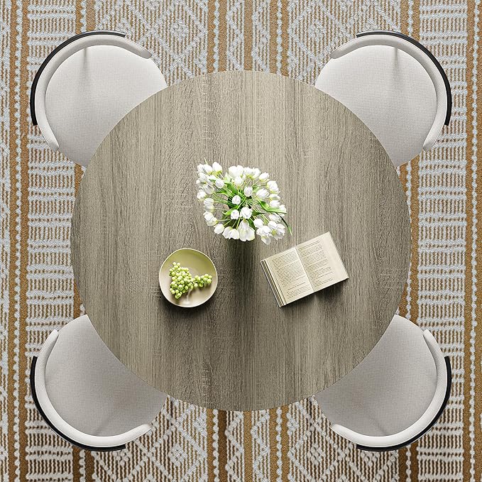 IRONCK 43" Round Dining Table for 4, Wood Kitchen Table - Image 7