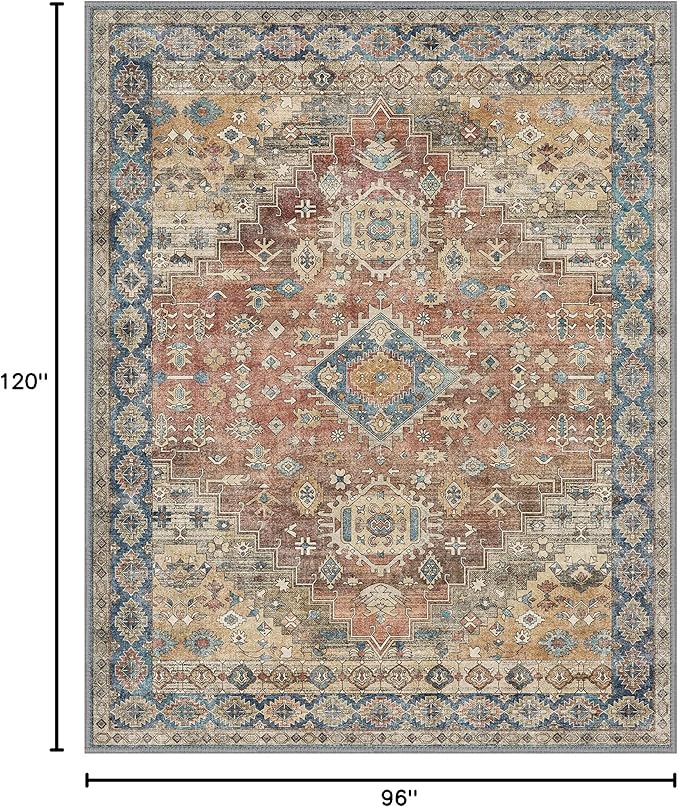 GENIMO 8x10 Area Rugs for Living Room, Machine Washable Non Slip Vintage Rugs - Image 2