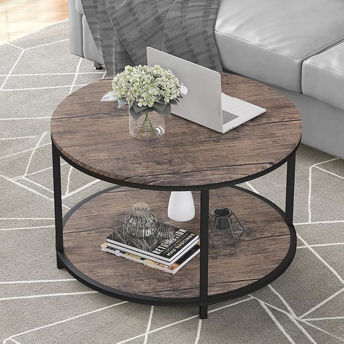 NSdirect Round Coffee Table, 25.6" Small Coffee Table - Image 4