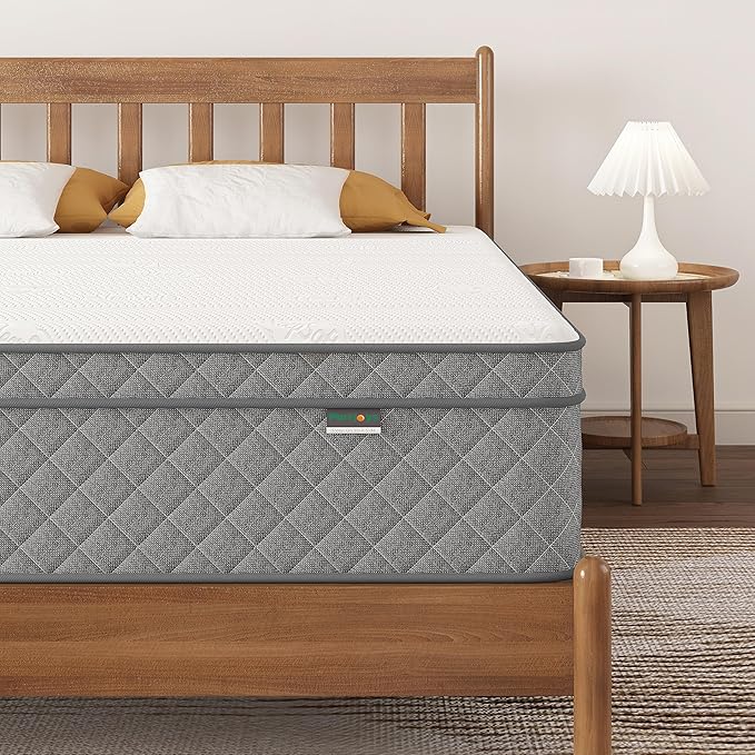 Queen Mattress, 12 Inch Cooling-Gel Memory Foam and Pocket Spring Hybrid by PurrJoys