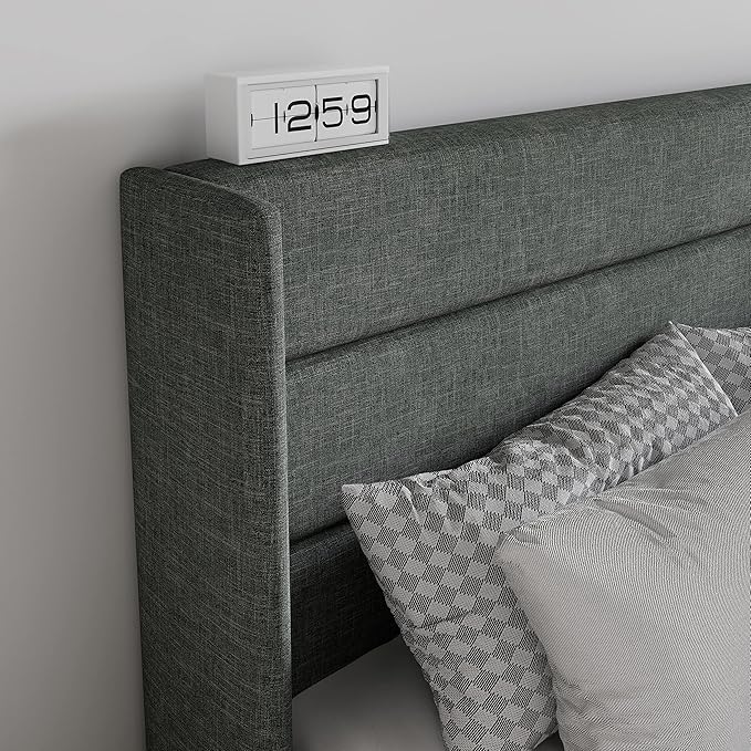 SHA CERLIN Full Size Lift Up Storage Bed/Modern Wingback Headboard/Upholstered - Image 8