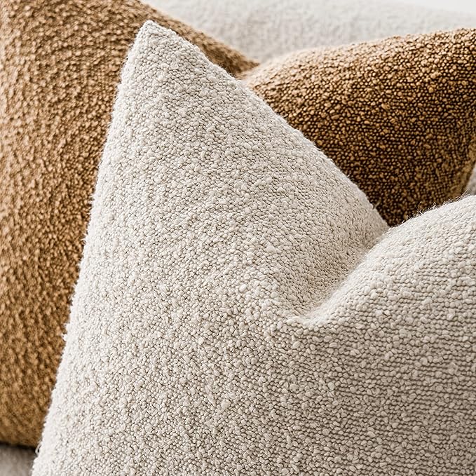 Foindtower Pack of 2 Textured Boucle Throw Pillow Covers Accent Solid Lumbar - Image 4
