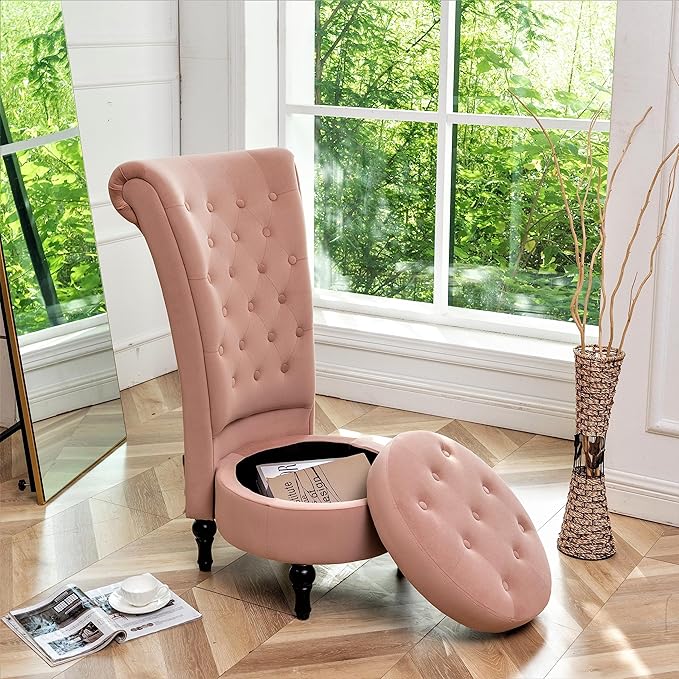 Container Furniture Direct Royal High-Back Velvet Accent Chair - Image 8