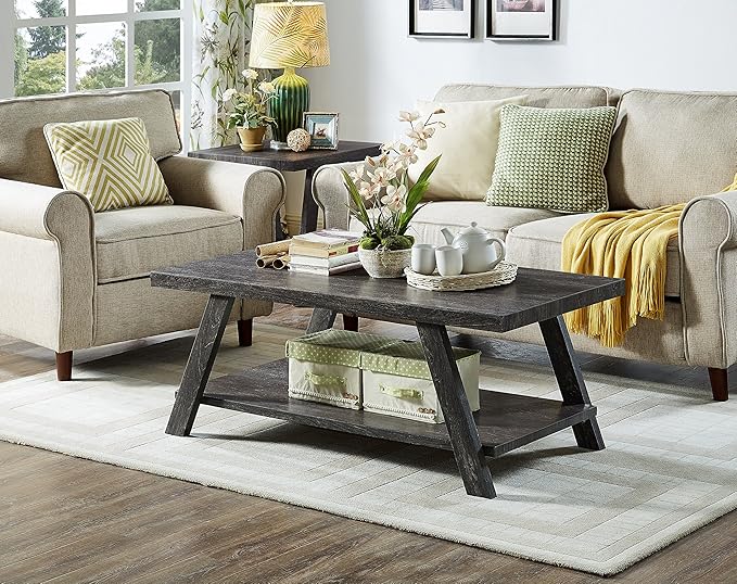 Roundhill Furniture Athens Contemporary Replicated Wood Shelf Coffee Table in - Image 6