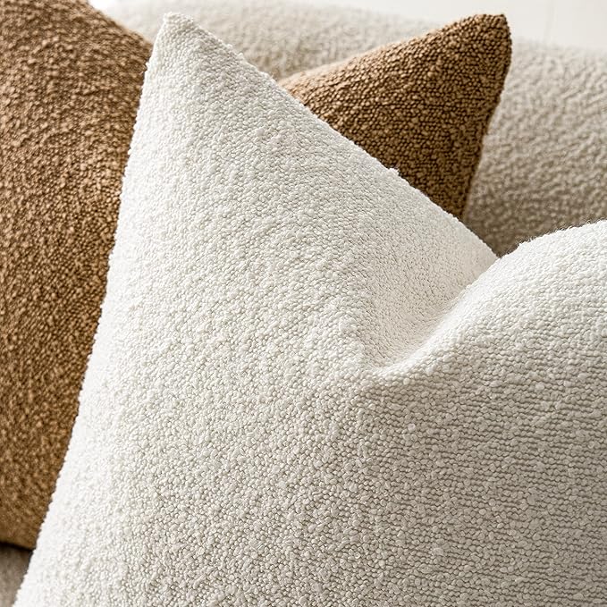 Foindtower Pack of 2 Textured Boucle Throw Pillow Covers Accent Solid Lumbar - Image 4