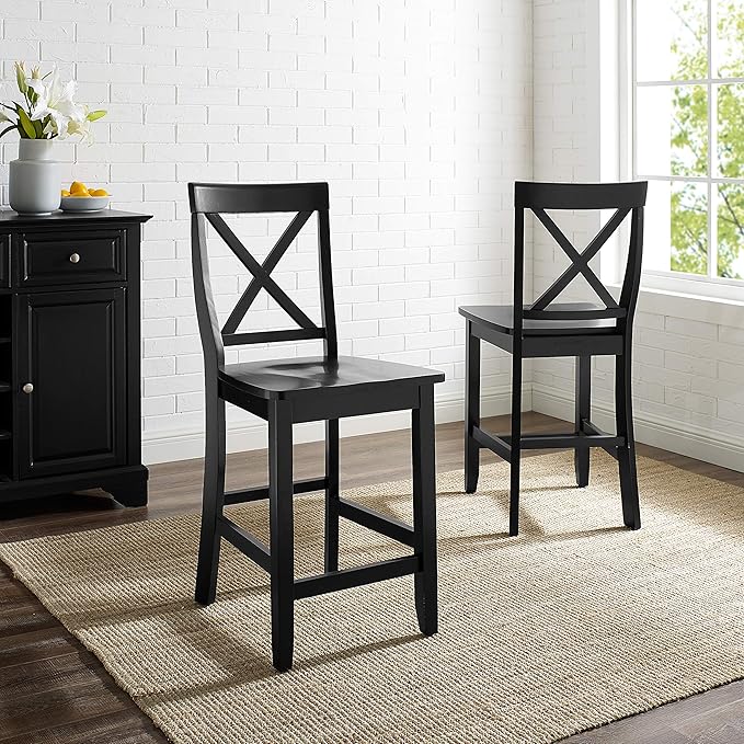 Crosley Furniture X-Back Wood Counter Height Bar Stools Set of 2 - Image 2
