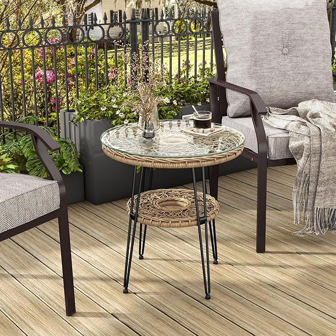 Muse & Lounge Co. Ysar Boho 19-inch Round Coffee Table Outdoor - Image 2