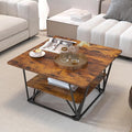 Elephance Square Coffee Table for Living Room, Modern 31.5" Two-Tier Caramel by Elephance