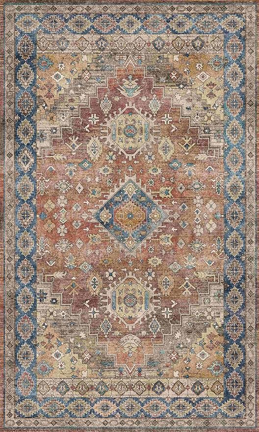 GENIMO 3x5 Area Rugs for Living Room, Machine Washable Non Slip Vintage Rugs - Image 9