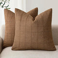 Foindtower Set of 2 Decorative Linen Check Throw Pillow Covers Neutral by Foindtower