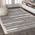 JONATHAN Y Khalil Modern Berber Stripe Cream/Black Indoor Area Rug, Contemporary by JONATHANY