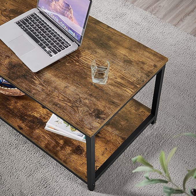 Yaheetech 2-Tier Coffee Table, Industrial Wood Coffee Table - Image 9