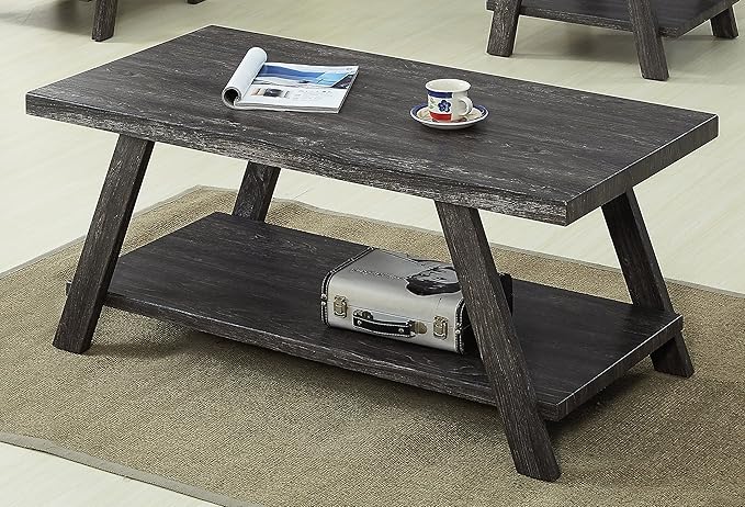 Roundhill Furniture Athens Contemporary Replicated Wood Shelf Coffee Table in - Image 3