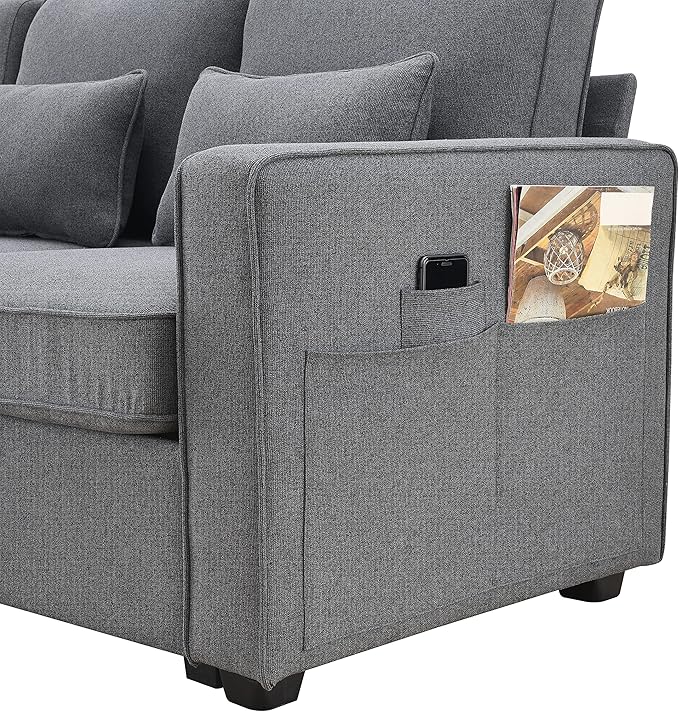 104" 4-Seater Modern Linen Fabric Sofa - Image 5