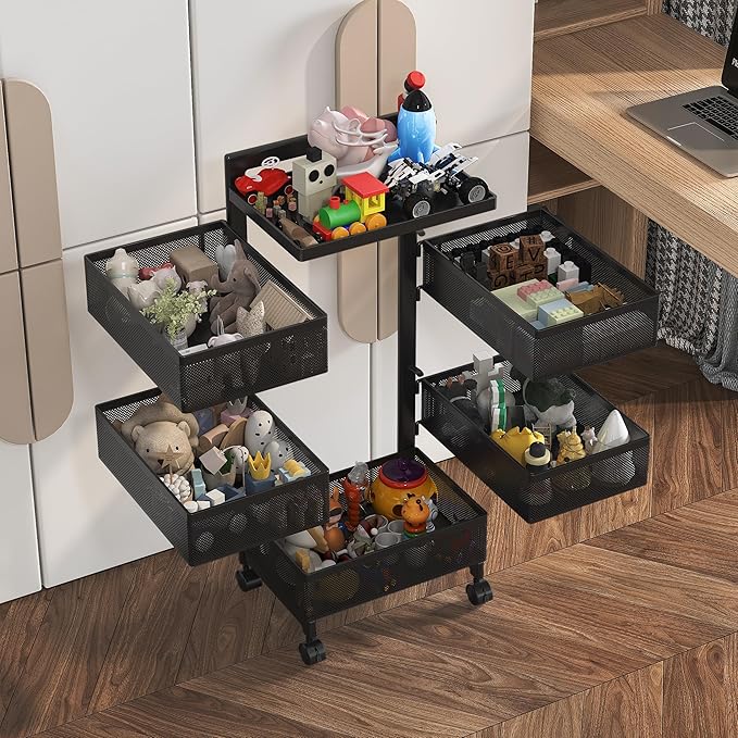Rolling Rotating Storage Cart No Assembly Required，Bathroom Shelf Fruit and - Image 7