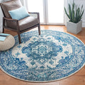 SAFAVIEH Monaco Collection 6'7" Round IvoryBlue MNC243A Boho Chic Medallion by SAFAVIEH