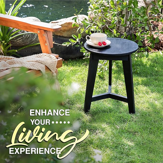 Round Side Table – Solid Acacia Wood End Table - Image 8