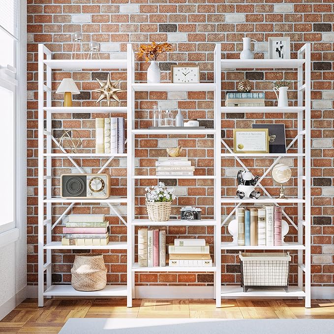 IRONCK Bookshelves 6 Tiers Triple Wide Industrial Bookshelf, Large Etagere - Image 2