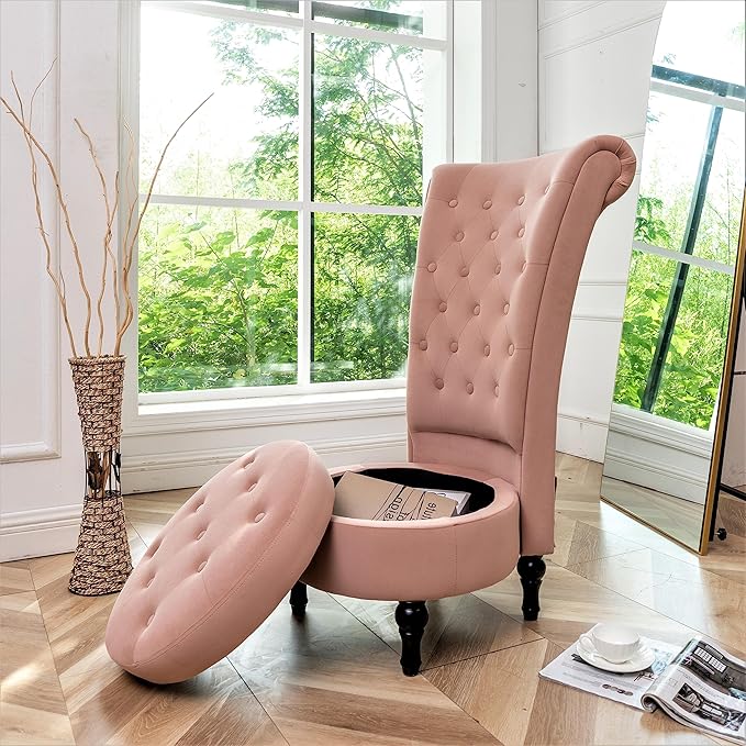 Container Furniture Direct Royal High-Back Velvet Accent Chair - Image 13