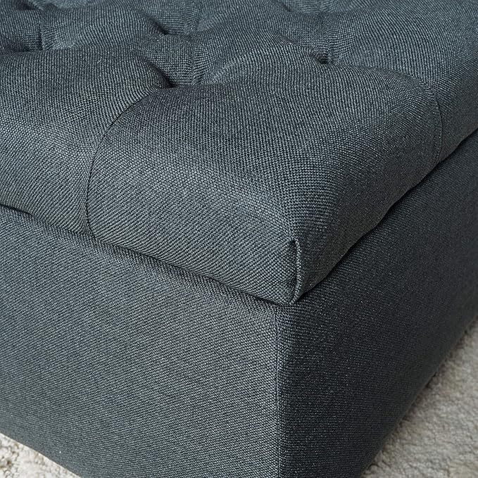 Christopher Knight Home Ottilie Fabric Storage Ottoman, Dark Grey Dimensions: - Image 9