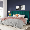 Allewie King Size Bed Frame/Velvet Upholstered Platform Bed/Vertical Channel by Allewie