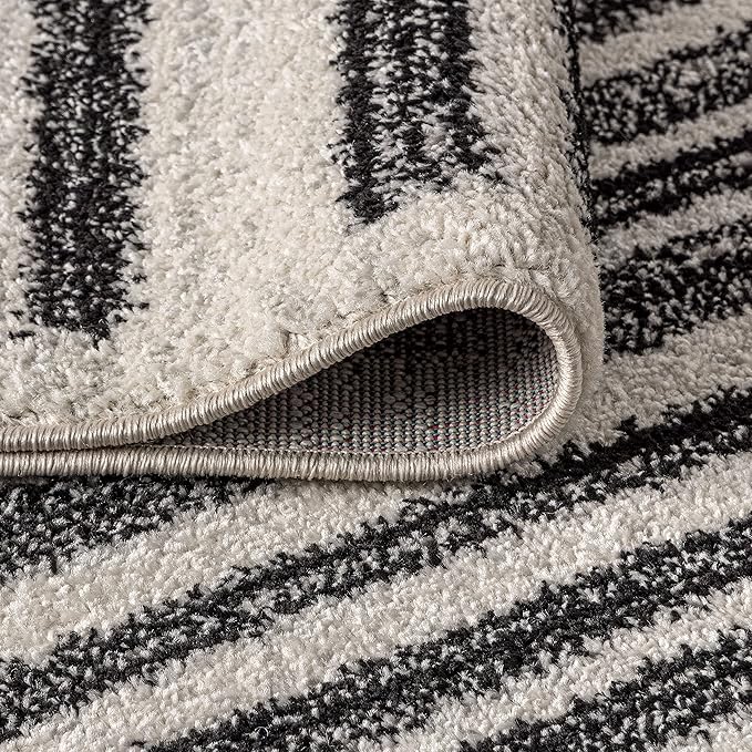 JONATHAN Y Khalil Modern Berber Stripe Cream/Black 8' Round Indoor Area Rug - Image 6
