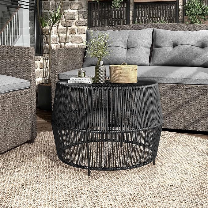 Muse & Lounge Co. Ysar Boho Rattan Round Coffee Table Outdoor - Image 4