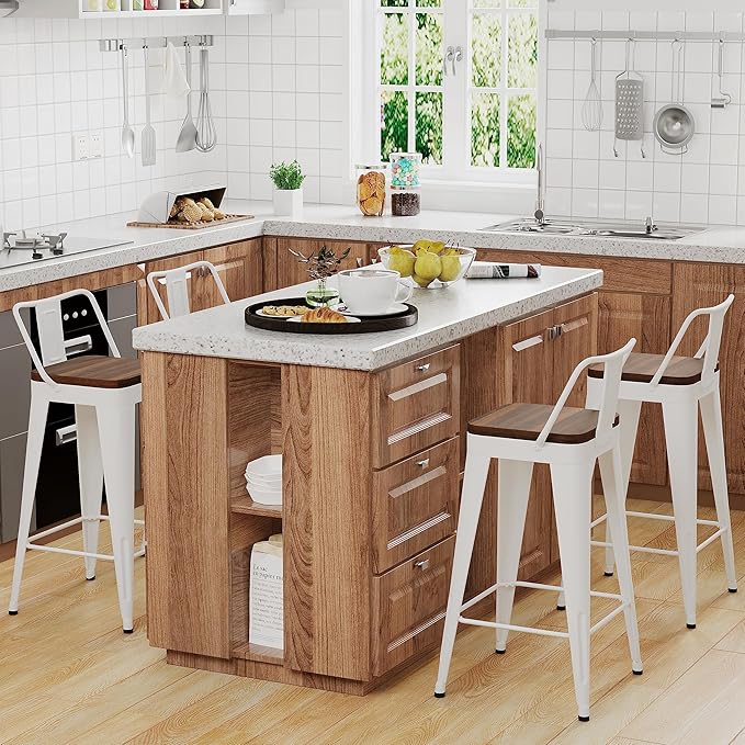 WENTMENT Metal Bar Stools Set of 4 Counter Height Stools Barstools - Image 5
