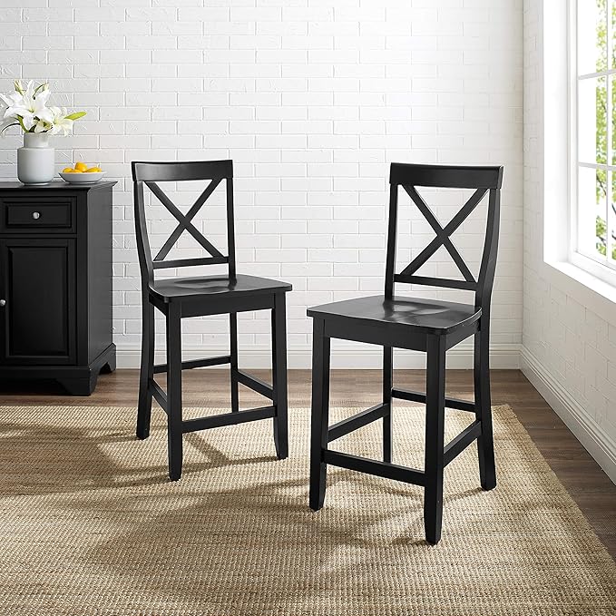 Crosley Furniture X-Back Wood Counter Height Bar Stools Set of 2 - Image 5