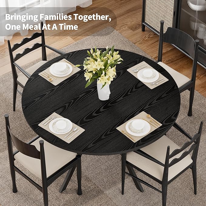 Black Dining Table for 4, 42 Inch Round Kitchen Table - Image 3