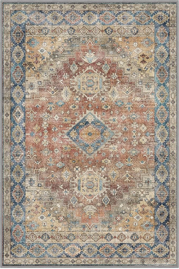 GENIMO 6x9 Area Rugs for Living Room, Machine Washable Non Slip Vintage Rugs - Image 10