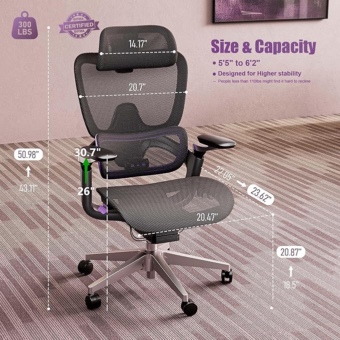 Ergonomic Office Chair, Mesh Home Office Desk Chair - Image 3