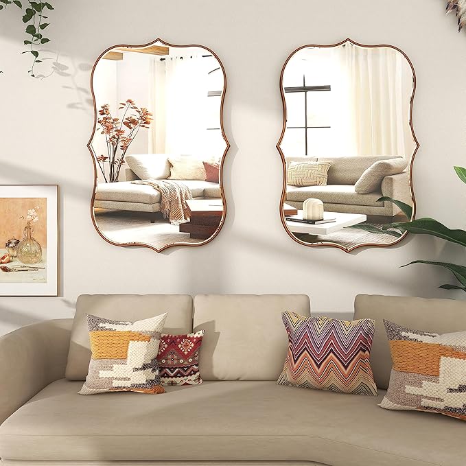 SHYFOY Antique Gold Mirrors for Wall Decor Decorative Wall Mirror Large 25" L x - Image 6
