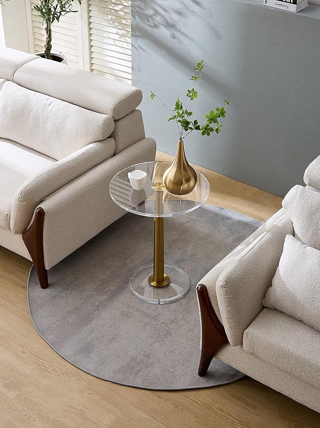 Clear Acrylic Table with Cone Metal Pole … - Image 4