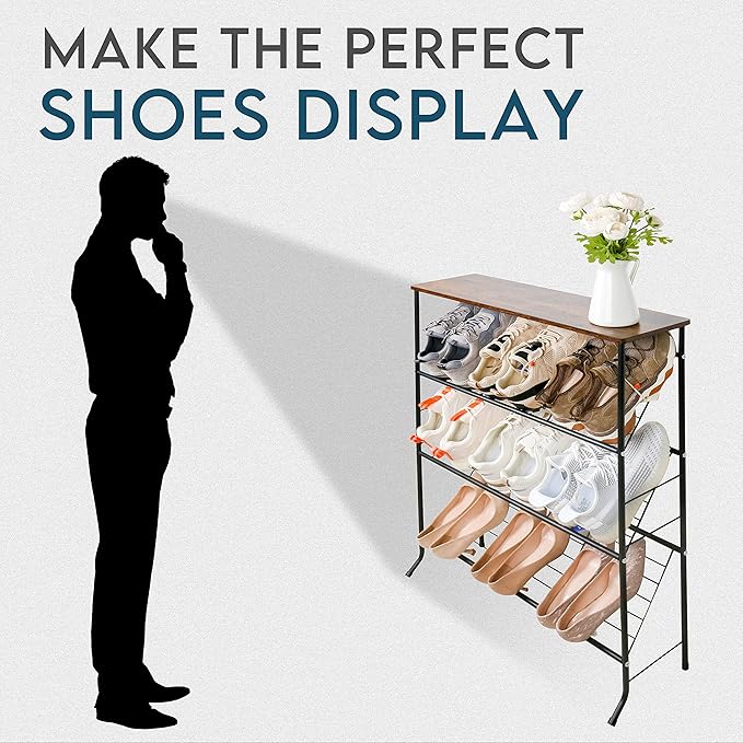 Narrow Shoe Rack for Front Door Entrance, 4-Tier Shoes Rack Storage Organizer - Image 6