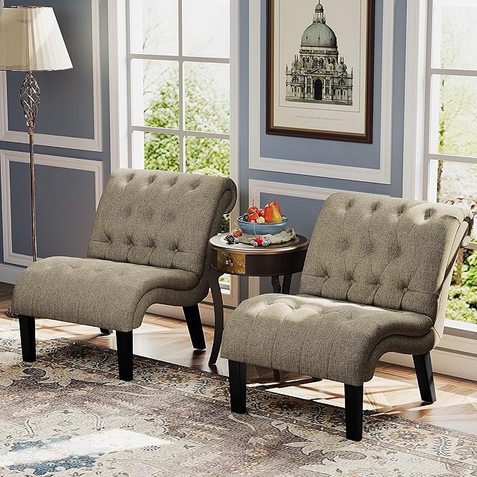 Yongqiang Accent Chairs Set of 2 Modern Armless Living Room Bedroom Side Chairs by lightupyourlife